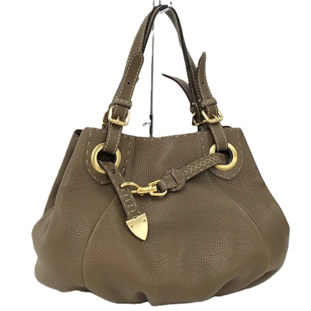 Fendi Selleria Shoulder Bag Handbag Leather Brown